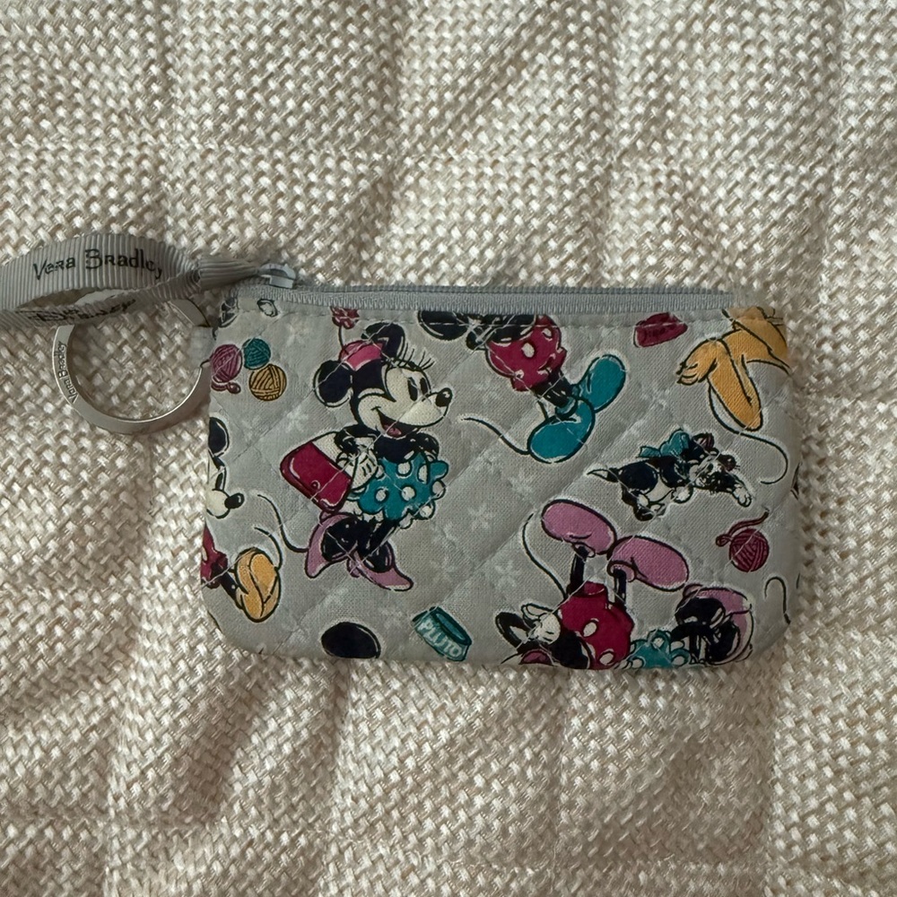 Vera Bradley Disney Keychain/coin pouch with Gray Ribbon